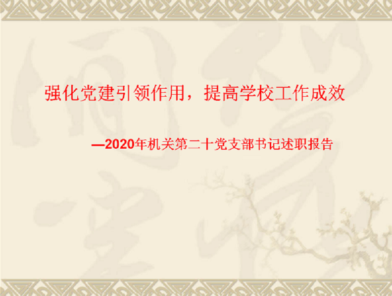 强化党建引领作用，提高巨乳做爱工作成效 ―2020年机关第二十党支部书记述职报告   